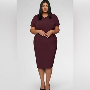 Universal Standard Mary Faux Wrap Dress in Burgundy Size Extra Small